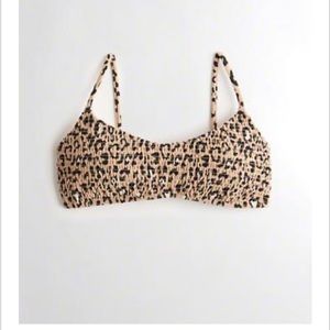Hollister cheetah print smocked bikini top